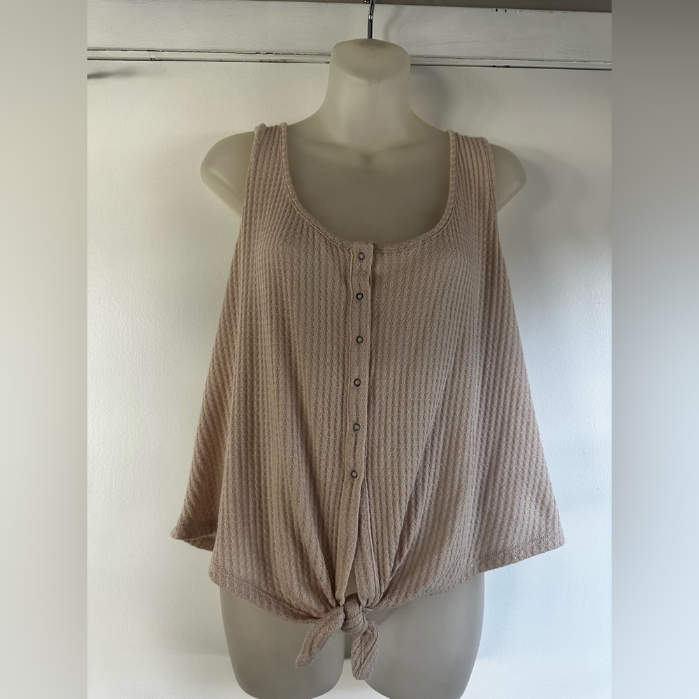 Express Beige Button-Front Tank Top